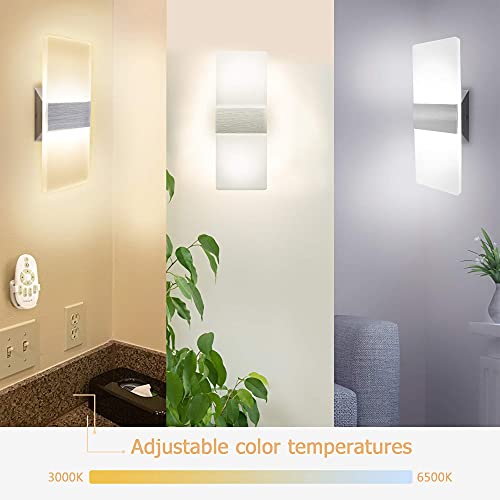 Jackyled Modern Wall Sconces Set Of Two, Stepless Dimming Led Modern Wall Sconces, 3000K-6500K Color Adjustable, 10%-100% Dimmable, Minimalistic 12W Acrylic Wall Lamp(Hardwired Required), 2 Pack #TOP4