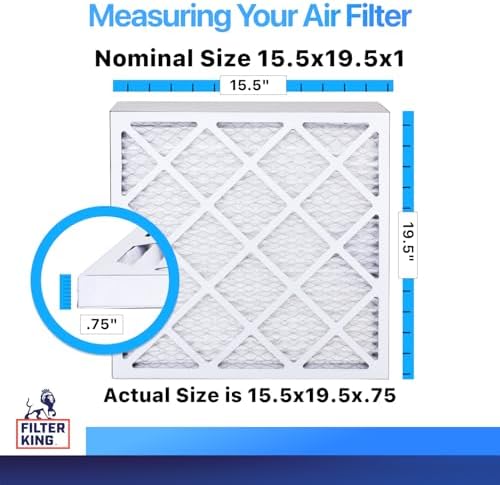 Filter King 15.5x19.5x1 Air Filter (4-Pack) MERV 8, AC Furnace Filters