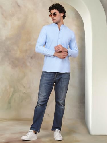 Image of Jompers Men's Cotton Regular Fit Solid Short Kurta