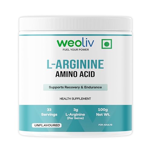 Image of L-Arginine Powder 100g (33 Servings) | Unflavoured | Pure L-Arginine Pre Workout Supplement | Supports Nitric Oxide Production, Muscle Pump, Strength & Recovery | For Men & Women
