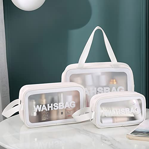 Aucuu 3-Pack Clear Toiletry Bags for Travel - Waterproof & Portable - Image 2