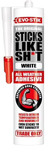 EVO-STIK Sticks Like Sh*t Adhesive, All Weather, Extreme Temperature & Movement Resistant, Colour: White, Size: 290ml