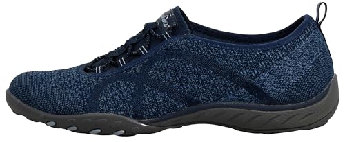 Skechers Women's Breathe-Easy-Fortuneknit Sneaker, Navy, 7.5 M US
