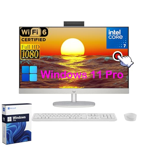 Image of HP 27 inch All-in-One Touchscreen Desktop PC- Intel 12-Core Ultra 7 155U CPU, 64GB DDR5 RAM, 1TB SSD, Three-Sided Micro-Edge Display, WiFi 6, HD Webcam, Windows 11 Pro, w /Accessories