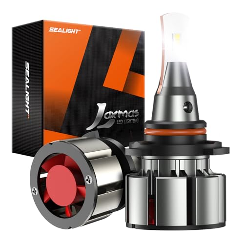 Image of SEALIGHT 9006 LED Bulbs, L2 HB4 24,000LM Super Brightness 6000K Cool White Bulbs, IP68 Waterproof, Plug and Play, 15000RPM Turbo Fan, 60000Hrs Lifespan, 1:1 Size Driving Bulbs, Pack of 2