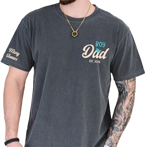 Custom Boy Dad Shirt New Dad Tshirt Personalized for Dad of Boys Shirt for Men First Time Dad Birthday Gift (Comfort Colors)