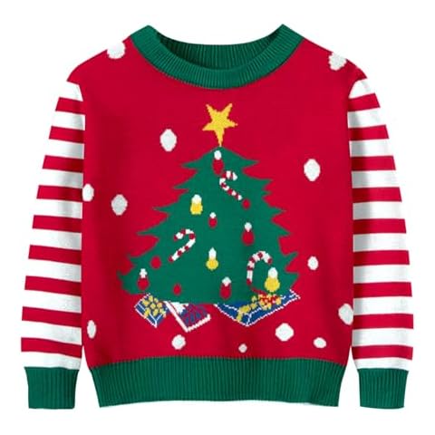 QLIPIN Toddler Boys Girls Christmas Sweater Ugly Christmas Sweaters Boys Funny Xmas Reindeer Elk Christmas Outfits Tops Cover