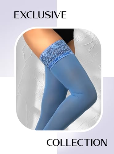 Image of Mila Marutti Opaque Thigh High Stockings for Women | Solid Color Thigh Highs | Colored Stockings for Garter Belts