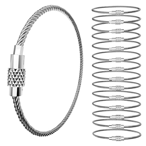Leevanoo 15 Pack 6 Inch Stainless Steel Wire Keychain Cables with Plastic Sleeve Heavy Duty Wire Key Rings Loops for Luggage Tags ID Tag Keepers Keys Kitchen Utensils Duster