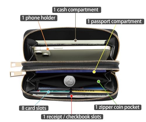 Bookshelf Print Women Large Capacity Wallet PU Leather Double Zipper Clutch Purse for Smart Phone/Card/Coin/Cash3