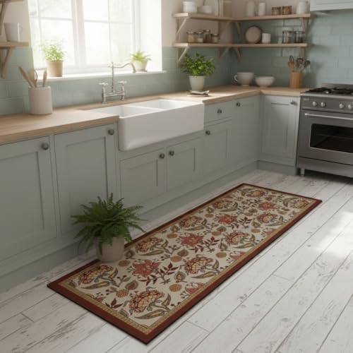 Image of proxin Rectangular Kitchen Mat Set of 2 (118x38cm, 58x38cm) - Water Absorbing, Anti-Slip, Waterproof, Washable Floor Mats for Home, Cooking Area & Sink Runner (Colour 6)