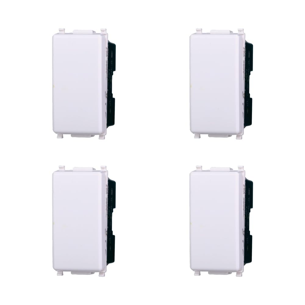 Elektronova Single Pole Switch 1P 16A White Compatible Vimar Plana Kit 4pcs 0401
