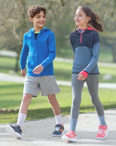 Image of BOOPH 6 Pairs Kids Crew Socks Boys Girls Athletic Cushioned Running Socks | Hiking Socks for 4-14Y