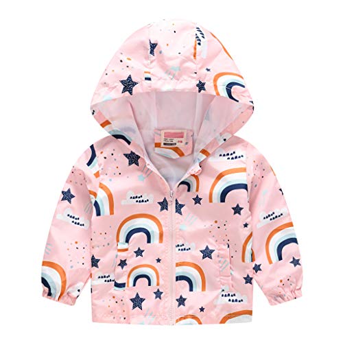 Toddler Boys Girls Waterproof Hooded Jacket, Kids Zipper Raincoats Outdoor Lightweight Windbreaker Cartoon Rain Jacket