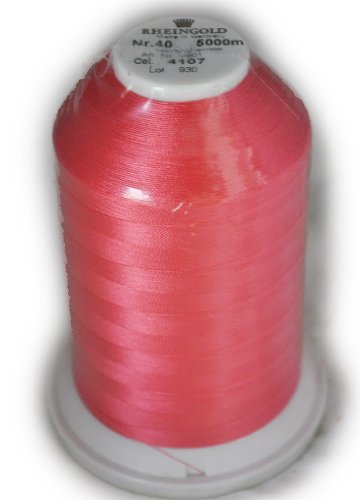 Hilo Rayón Rheingold No. 40 Coral para bordado a máquina, cono comercial, 5500 yardas / 5000 metros miniatura 1