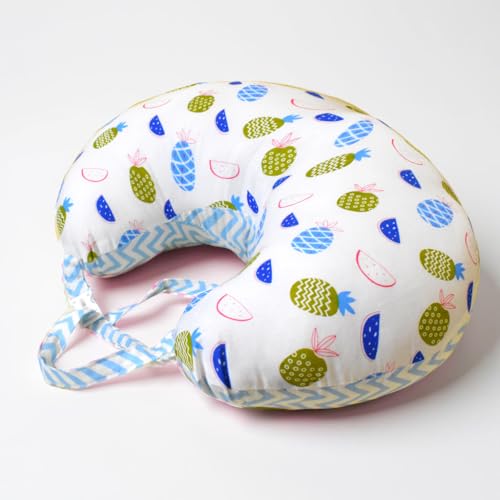 Image of VParents Multipurpose Baby Feeding Nursing Cum Maternity Pillow for New Born Cotton, Recommended for Maternity, Nursing, Medical Fruity (Blue) 110590