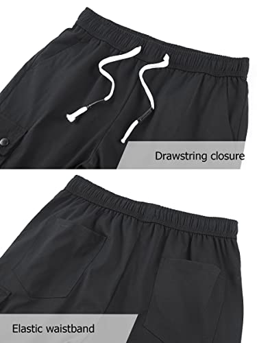 Vcansion Women's Casual Elastic Waist Drawstring Loose Fit Multi-Pockets Outdoor Cargo Shorts3