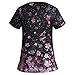 Scrub Tops for Women Stretchy Vneck Short Sleeve Cute Floral Animal Printed Holiday Nursing Pocketed Working Uniforms