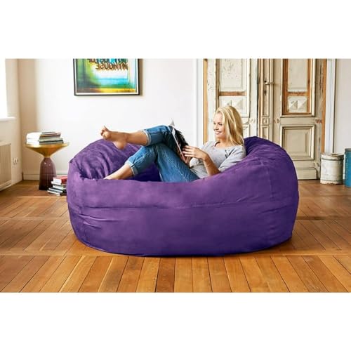 6-Ft-Purple-Color-Giant-Bean-Bag-Chair-with-Filler-Included-Comfortable-Ultra-Soft-Long-Lasting-Durable-Double-Stitching-Removable-Zipper-Closure-Cover 6 Ft Purple Color Giant Bean Bag Chair with Filler Included Comfortable Ultra Soft Long Lasting Durable Double Stitching Removable Zipper Closure Cover