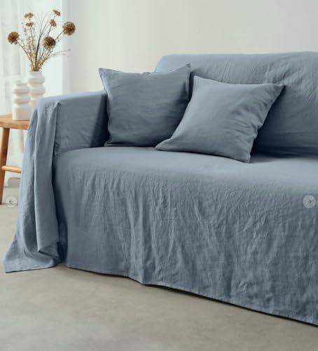 L'Emporio Casa Telo Copridivano Copriletto Tela Grossa Robusta Cotone in Panama 160X260-260x280-360x280 Misure Maxi Lenzuolo Copritutto Cotone Granfoulard Made Italy (BLUE, 160X280)