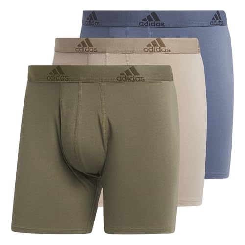 Adidas Men's Performance Stretch Cotton Boxer Briefs 3-Pack, Soft Underwear, Superior Comfort