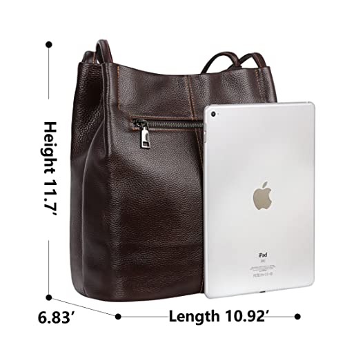 Image of Iswee Soft Leather Tote Bucket Bag Hobo Shoulder Purse and Handbags Women | Large Size Roomy Pocketbooks Ladies Bag Everyday Bag Casual Work Travel Designer Hand Bag