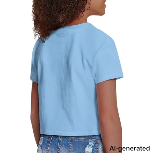Image of Cute Crop Tops for Girls Short Sleeve Summer T Shirts Fashion Graphic Tees Crew Neck Pullover Tee 5-14 Years