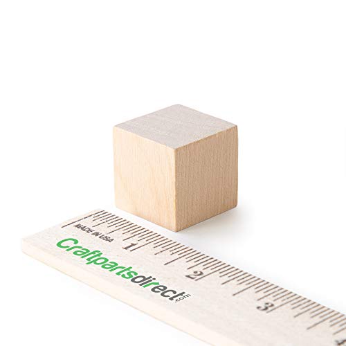 1 inch Wood Blocks | Natural Unfinished Craft Wooden Cubes -by CraftpartsDirect.com | Bag of 100