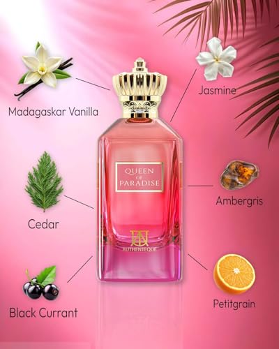 AUTHENTEQUE - Queen of Paradise, Long Lasting Perfume for Women - Eau de Parfum - Strawberry, Vanilla, Lavender, Mandarin Fragrance Luxury Arabic Perfume 3.4oz (100ml) - Image 3
