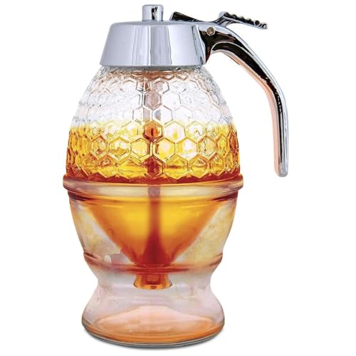 Hunnibi 8oz No Drip Glass Honey Dispenser with Plastic Top -...