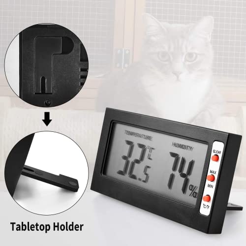Image of Simple Deluxe Digital Thermometer and Humidity Gauge with Remote Probes for Brooder Reptiles Terrarium, 10 Pack, Black