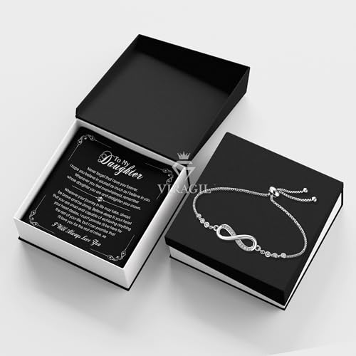Image of To My Daughter Bracelet From Mom And Dad With Heartfelt Message & Elegant Box, Valentines Gifts For Daughter, Jewelry Gift For Daughter From Mother and Father On Birthday, Graduation