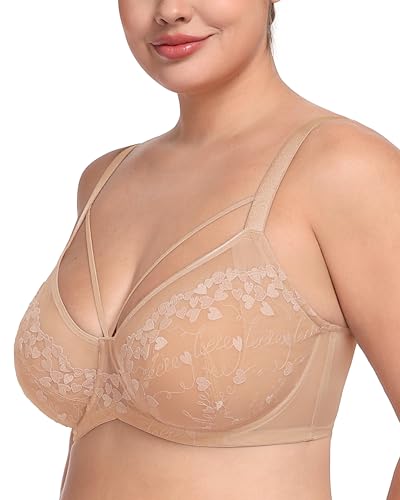 Image of HSIA Minimizer Bras for Women Full Coverage, Unlined Lace Sexy Plus Size Underwire Bra for Large Breasts