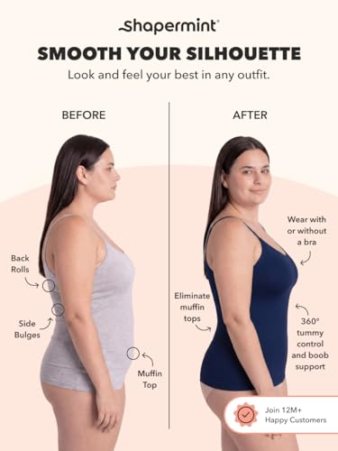Image of SHAPERMINT Womens Tops - Scoop Neck Cami Body Shaper for Women, Shapewear Tummy Control, Camisole Tank Tops for Women
