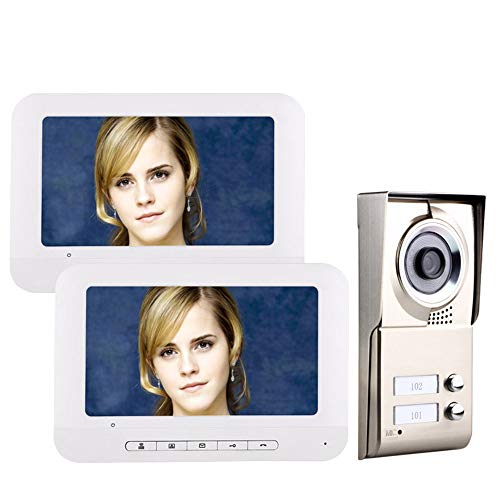 7Inch LCD 2 Apartments Video-Türsprechanlage Intercom-System IR-Cut HD 1000TVL-Kamera-Türklingel-Kamera Mit 2-Taste 2 Monitor Wasserdicht