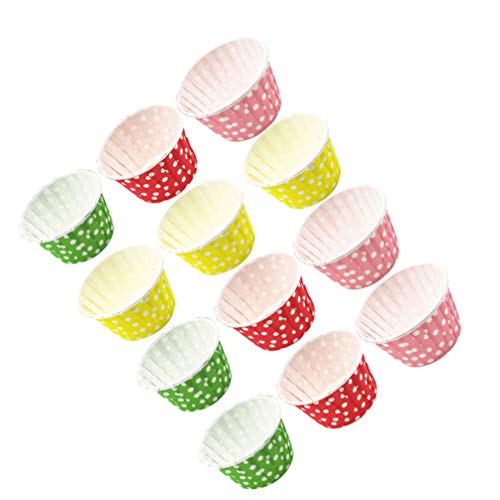 Housoutil 100Pcs紙アイスクリームカップ、使い捨てフローズンデザートヨーグルトコンテナ、レインボーポルカドットサンデーカップ、ホットフード、サンデー、フローズンヨーグルト、スープ、誕生日パーティートリート(1.96X2。67X1。53In。)