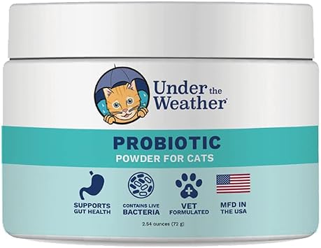 Under the Weather Pet Probiotics Powder for Cats | Vet Formulated Probiotic Supplement for Digestive Gut Health | Promotes Good Digestion & Immunity | Aids Occasional Diarrhea for Cats 2.54 Oz