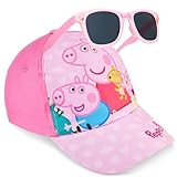 Peppa Wutz Mädchen Basecap und Sonnenbrille Kinder Set 3-8 Jahre, Kappe mit UV400 Kindersonnenbrille, Sommer Geschenke für Mädchen (Rosa Peppa Pig)