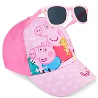 Peppa Wutz Mädchen Basecap und Sonnenbrille Kinder Set 3-8 Jahre, Kappe mit UV400 Kindersonnenbrille, Sommer Geschenke für Mädchen (Rosa Peppa Pig)