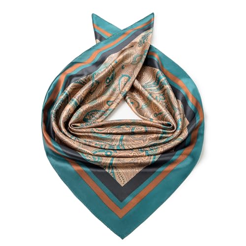 Image of 35 inch Men's Silk Cowboy Scarf - Oversized Western Bandana Neckwear, Large Square Scarf with Gift Packaging