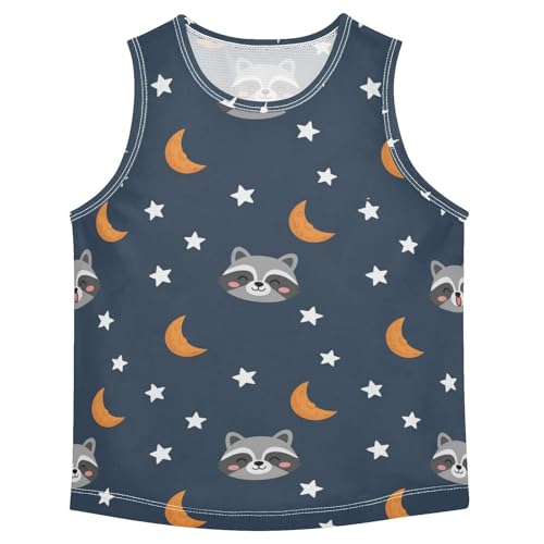 J JOYSAY Raccoon Star Moon Blue Boys Tank Top Sleeveless Muscle Shirts Quick Dry Sport Active Workout Kids T-Shirts 3-15T