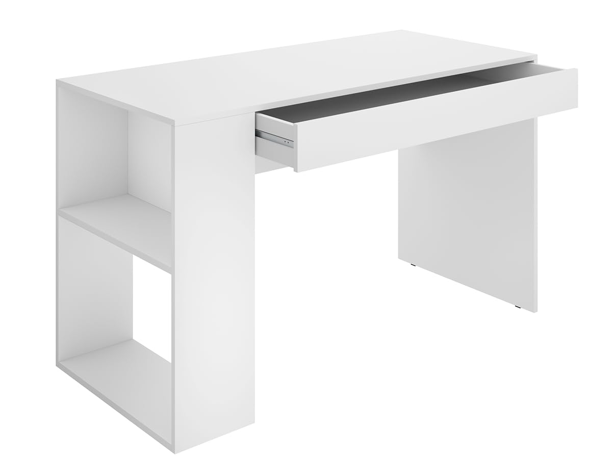 PEGANE Ensemble Chambre Enfant avec Couchage 90 x 190 cm Coloris Imitation lamelles, Blanc