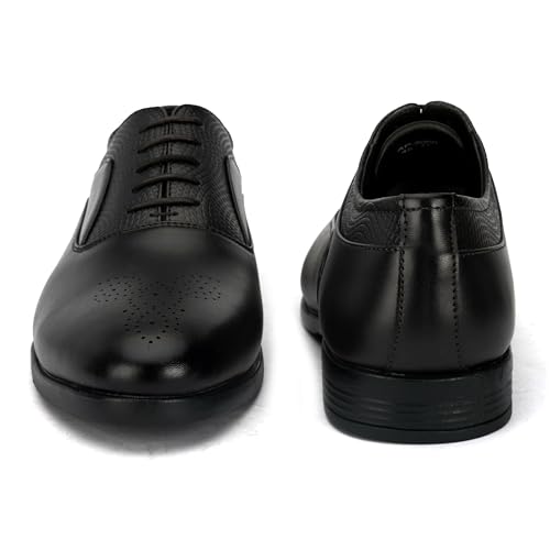 Image of STANPHORD Men Formal Brogue Oxford Shoes | Textured Synthetic Lace-Up | Cushioned Round Toe | Office Business Wedding Party Footwear(TPAJ 5006)