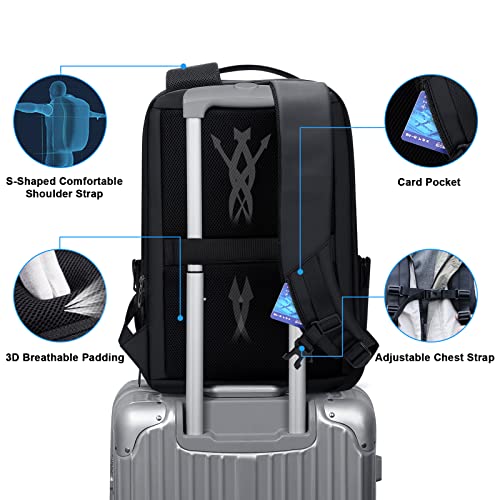 FENRUIEN Business Travel Backpack for Men, Expandable Water Resistant Computer Backpack with USB Port, Black Laptop Backpack 15.6 Inch for College/Work - Image 6