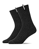 Snocks Wollsocken Herren 2x Wintersocken Herren 43-46 Grau Größe 43-46 Warme Dicke Socken aus Wolle Gerippte Strick Socken Kuschelsocken Thermosocken