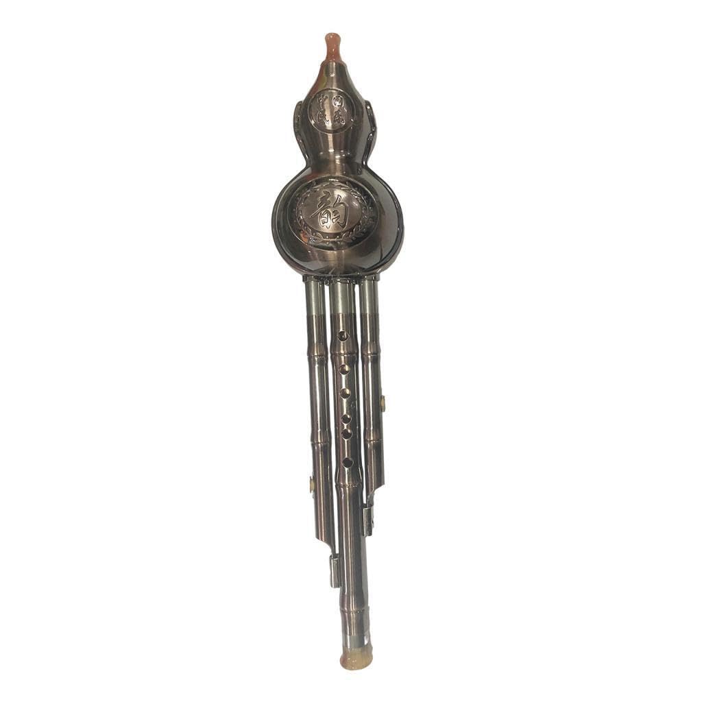 Strumento flauto Hulusi, flauto cucurbita con custodia, splendidamente realizzato, adatto per principianti che apprendono musica. Squisito strumento, tasto c, 42 cm
