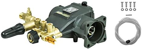 AAA 90037 Horizontal Triplex Plunger Replacement Pressure Washer Pump Kit, 3700 PSI, 2.5 GPM, 3/4" Shaft, Includes Hardware and Siphon Tube, for Industrial Gas Powered Machines, Black