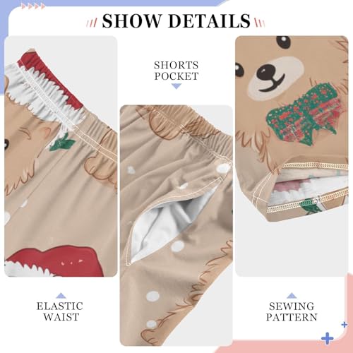 ZZXXB Pomeranian Xmas Snow Boys Long Pants Soft Trousers Elastic Waist Kids Lounge Bottoms with Pockets S-XL4