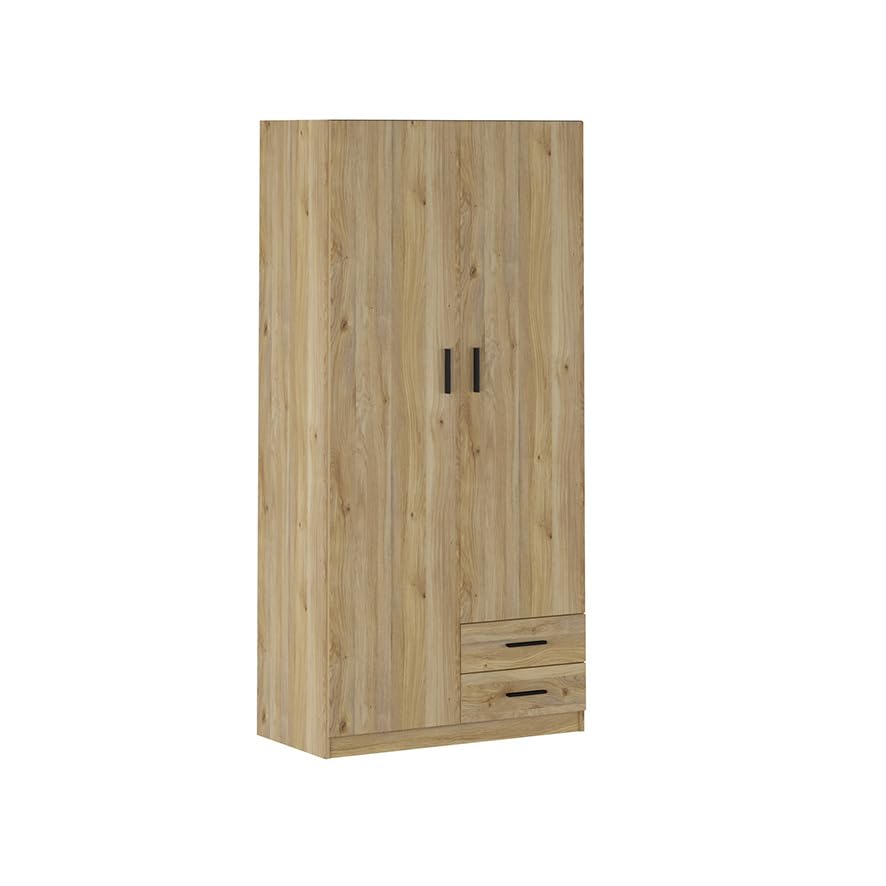 mattfy - Armario de Dos Puertas Modelo Dagna para Dormitorios de Matrimonio e Infantiles, Color Roble Miel, Medidas: 80 cm Ancho x 180 cm Alto x 52 cm Fondo
