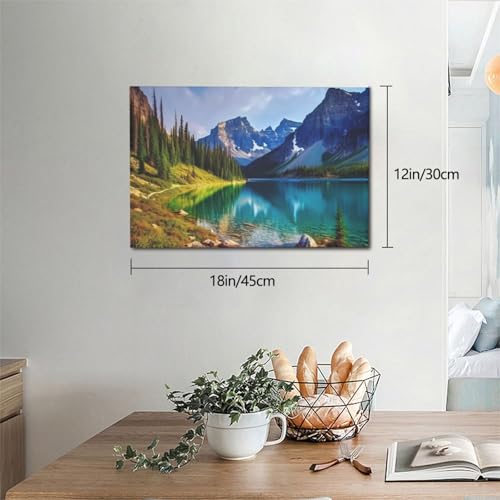 Toile murale paysage de lac et montagne décorative 30,5 x 45,7 cm